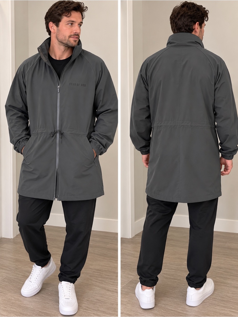 adidas Fear of God Men's Black Windbreaker Jacket